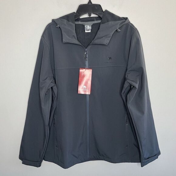 CAMEL CROWN Mens Full-Zip Jacket Anorak NEW Fleece-Lined Windproof Hood Gray L - Picture 1 of 9